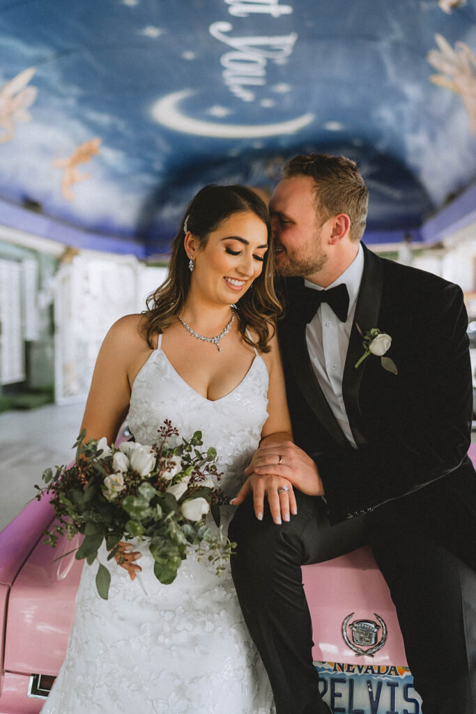 Couple at A Little White Wedding Chapel after their Romantic Vow with Las Vegas Wedding Photography and Videography The Combs Creative