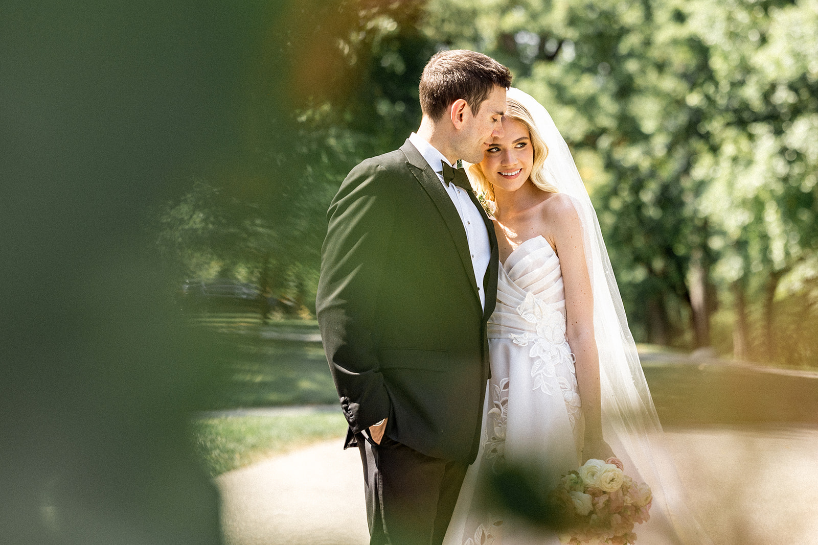 bride and groom at their elegant wedding