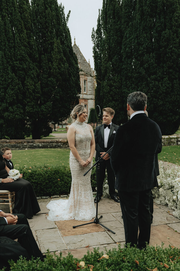 emotional couple at their ceremony 