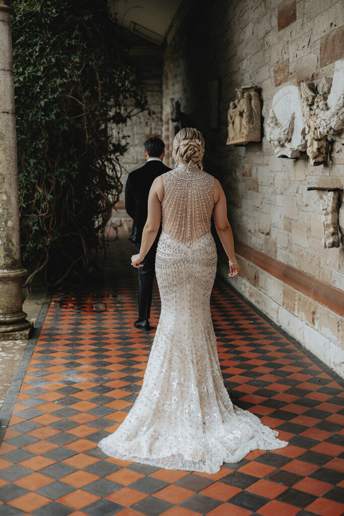 bride and groom at their first look