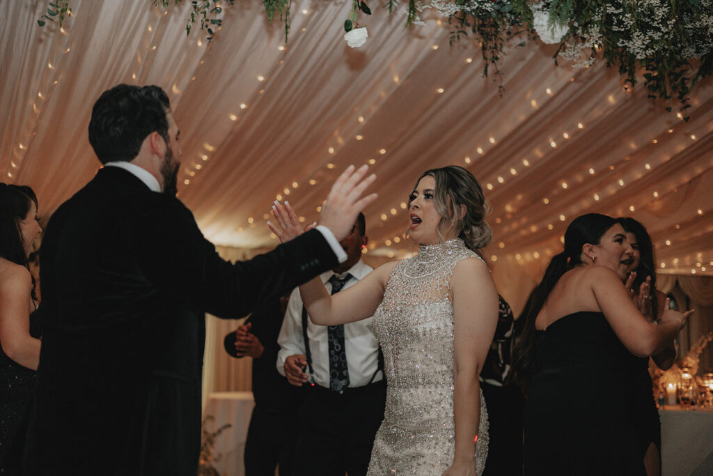 bride and groom dancing 