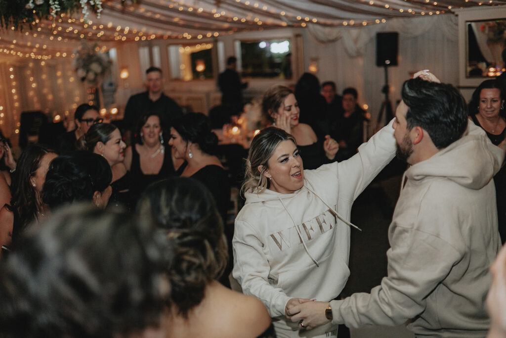 bride and groom at their party