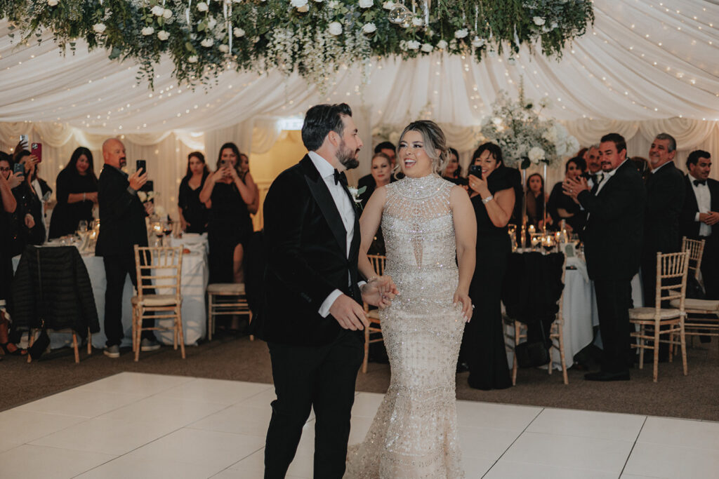 bride and groom dancing at their reception