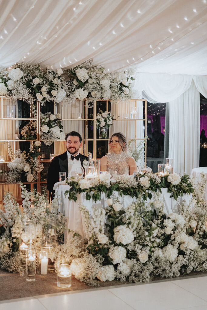 bride and groom at their reception