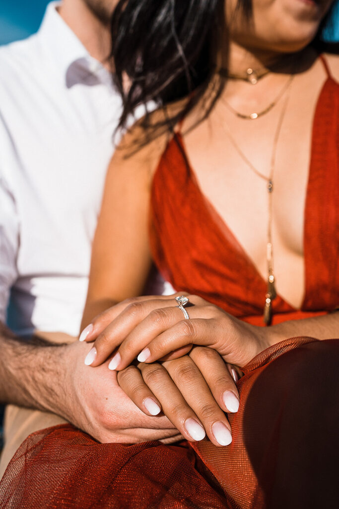 closeup of the engagement ring 