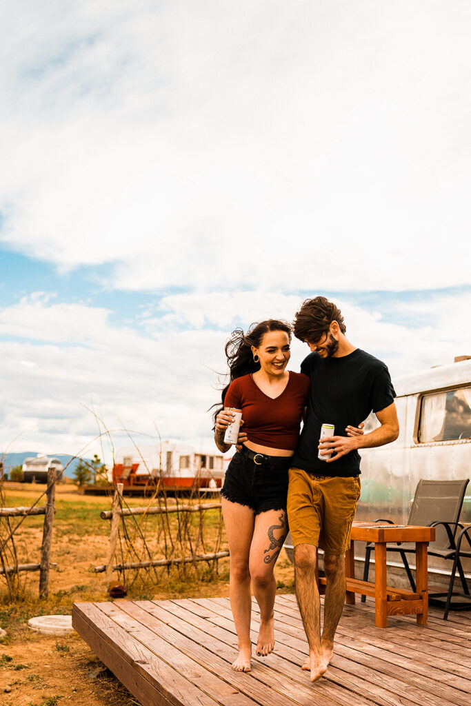 couple walking around their airbnb