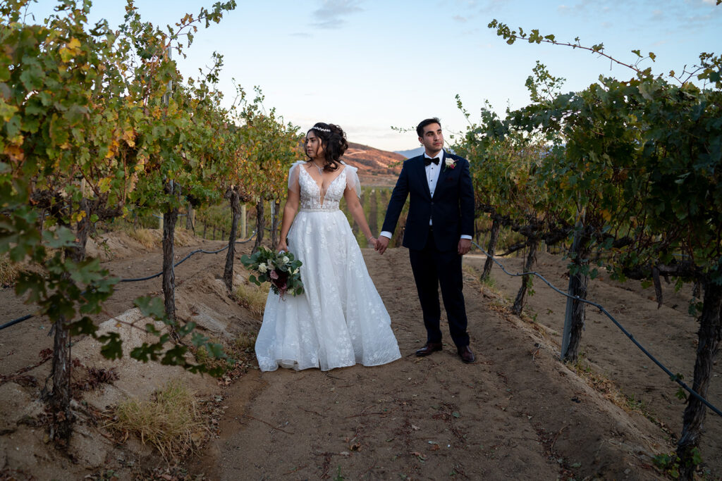 couple at their amazing wedding in a winery