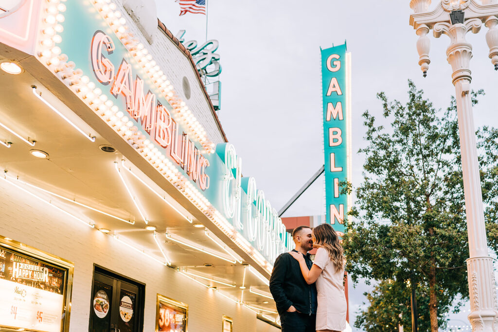 stunning couple at their dream vegas engagement session