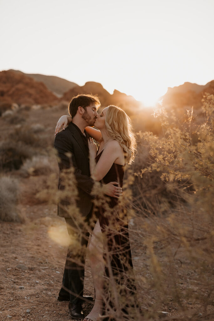 cute couple kissing during their golden hour couples session