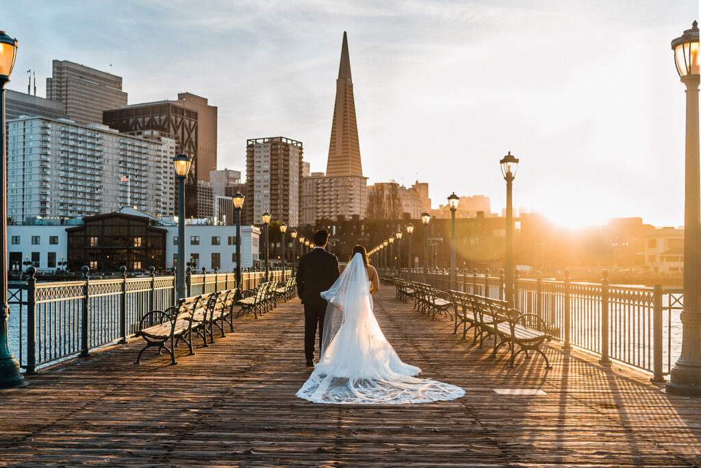 golden hour wedding portraits