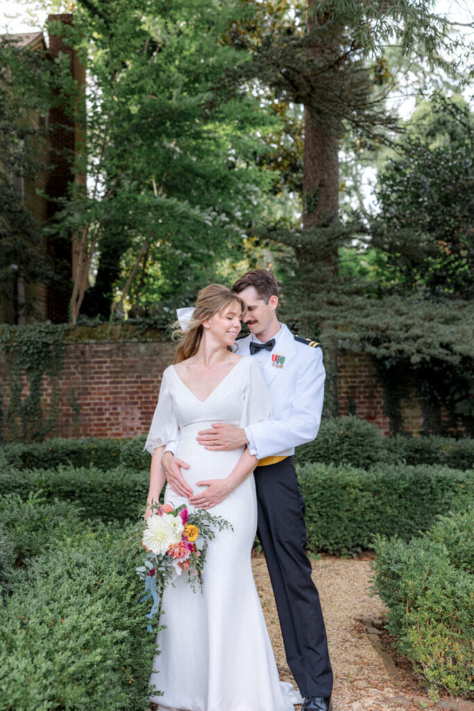 picture of the bride and groom hugging