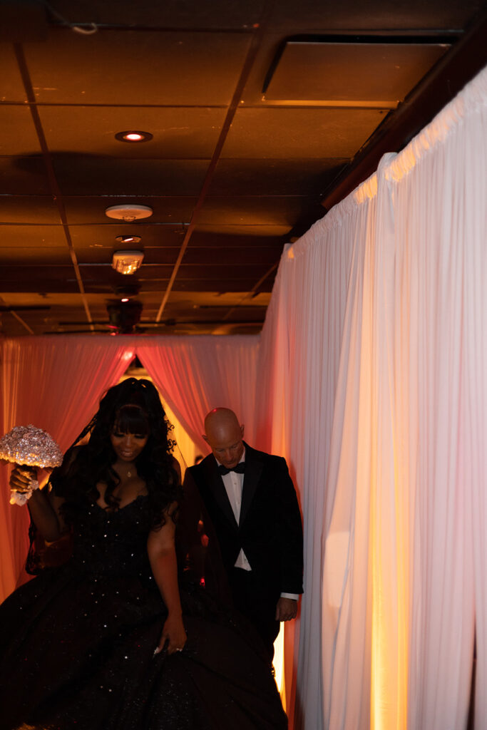 bride and groom heading to their reception