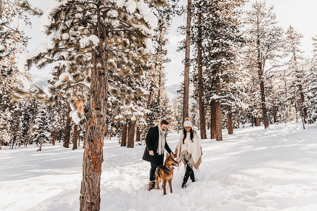 happy couple at their dream winter engagement session