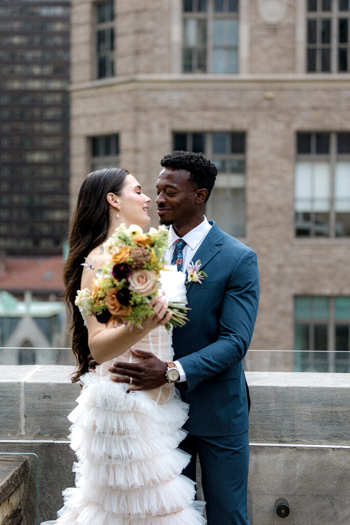 bride and groom at their dream editorial style wedding day 