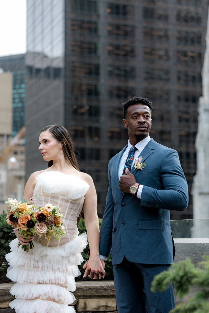 cute portrait of the bride and groom