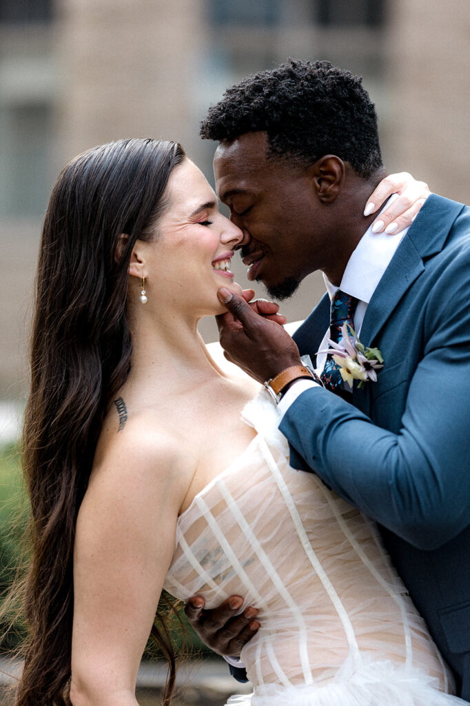 cute couple at their dream summer wedding in new york