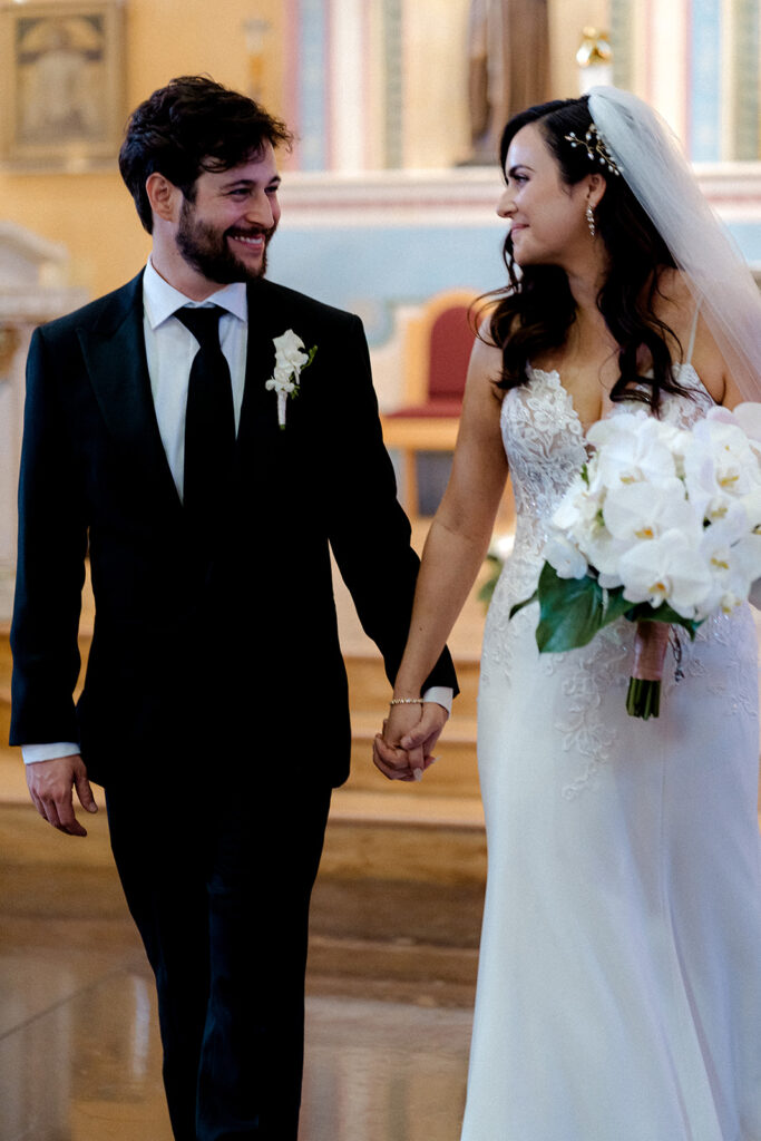 cute couple heading to their reception