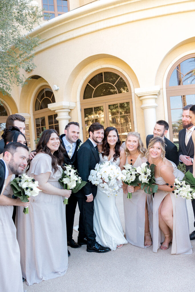 picture of the bride and groom with their bridal party