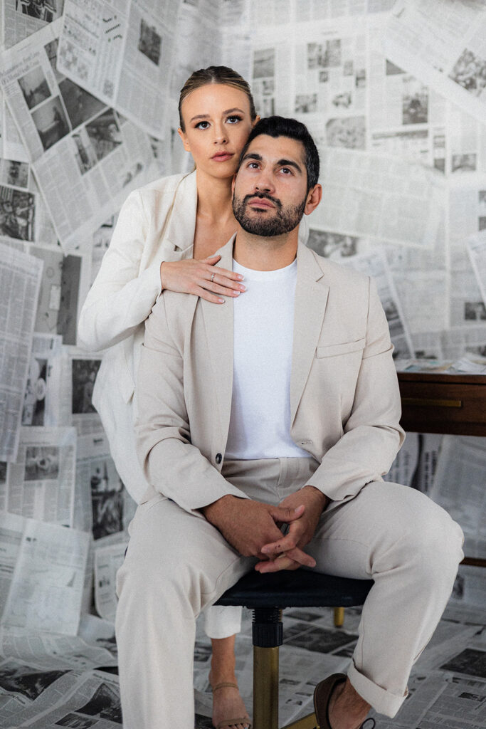 couple posing for the camera during their engagement session