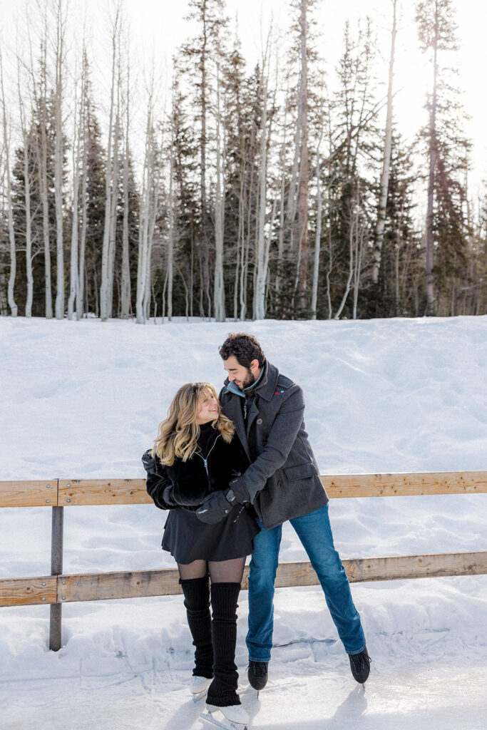 cute picture of the couple hugging during their photoshoot