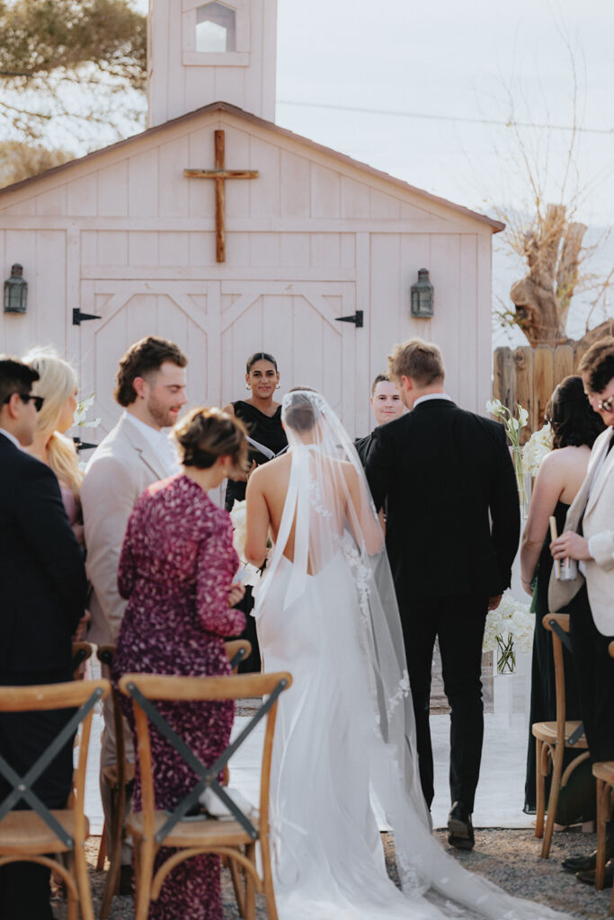 Cute picture of the bride walking down the aisle