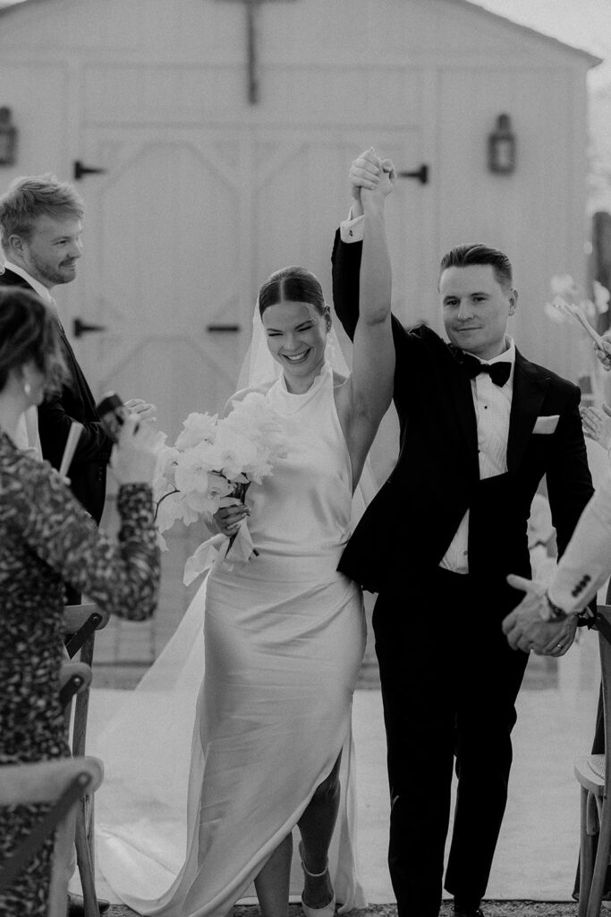 Newlyweds heading to the reception party