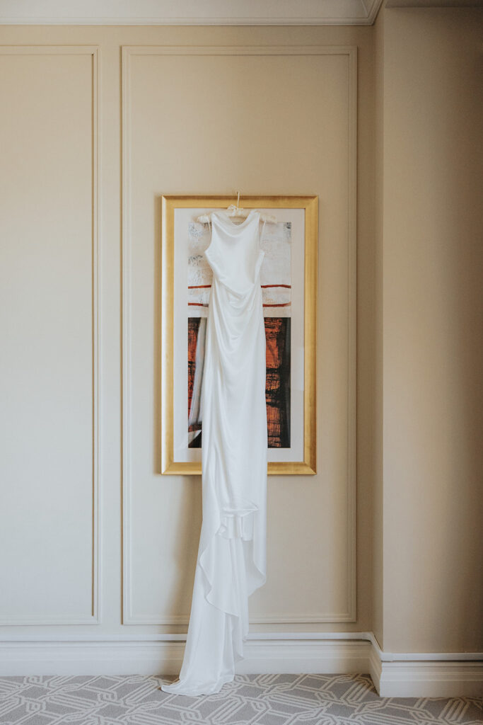 Elegant and timeless wedding dress the bride wore at her intimate Las Vegas wedding