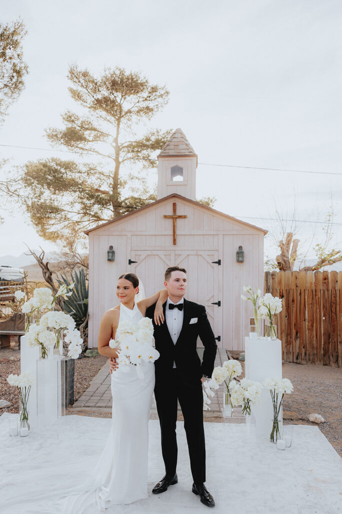 Newly married couple at the bridal portraits