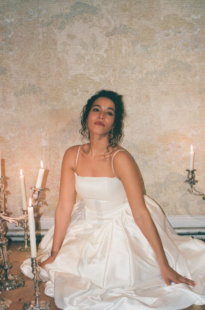 cute picture of the bride at her dream wedding in iceland