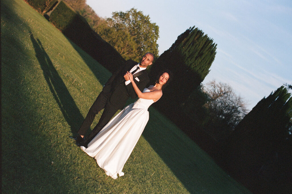 cute playful picture of the newlyweds