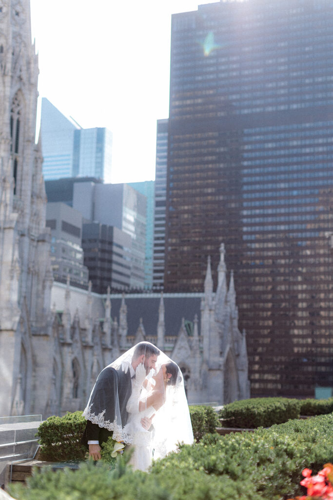 bride and groom at their golden hour bridal session